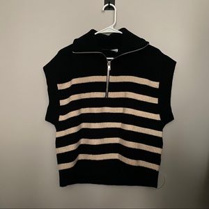 Zara Black and Tan Stripe Sweater Vest